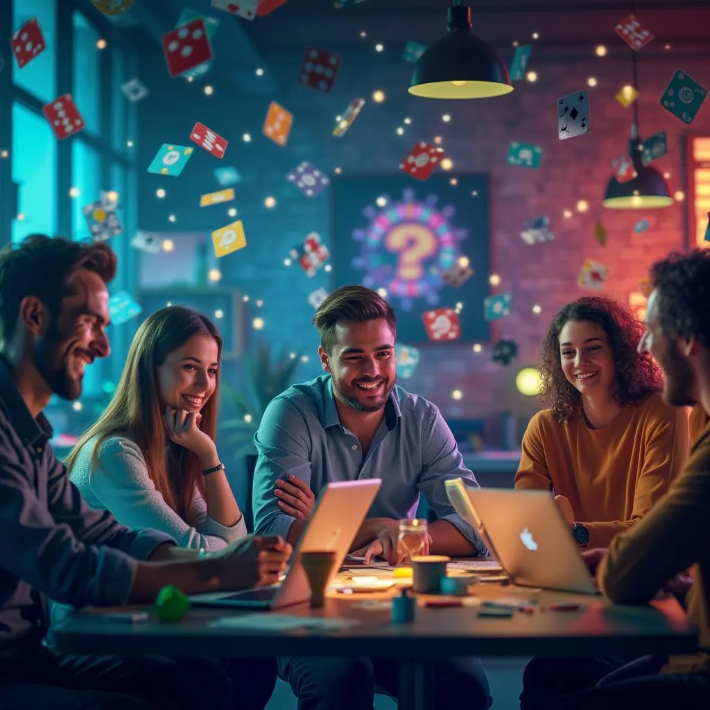 Bannière dynamique de l'équipe Casino Social XYZ travaillant ensemble