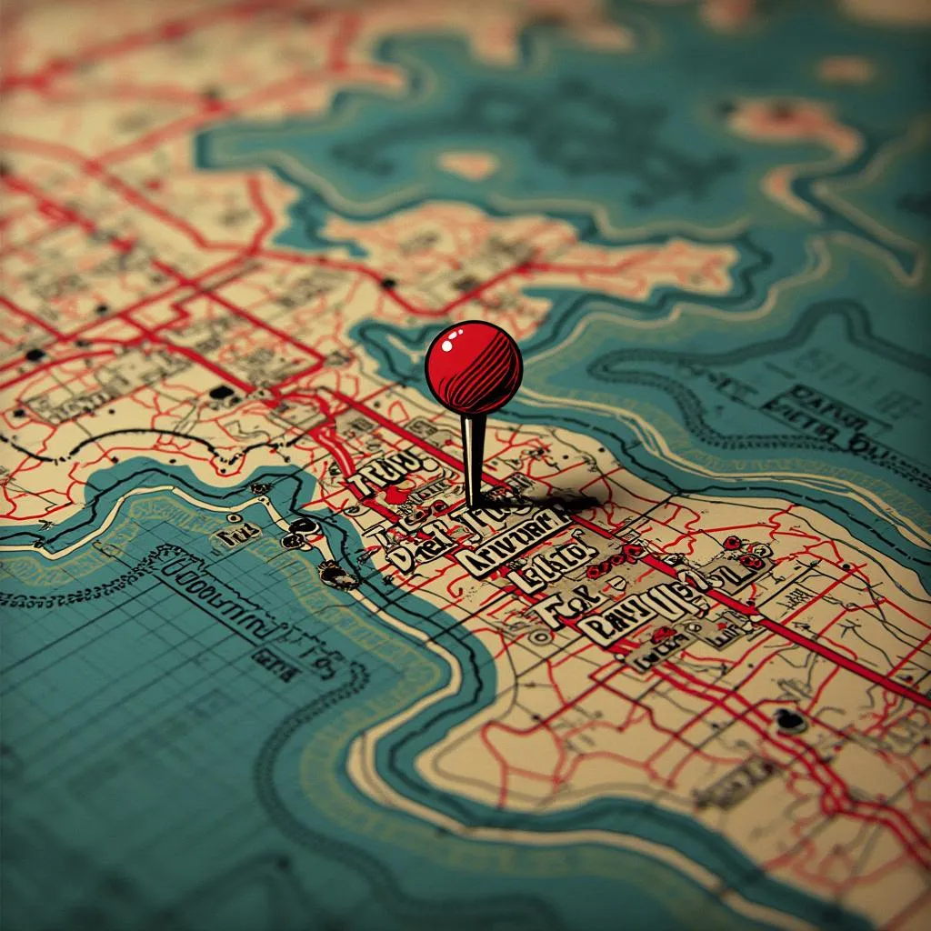 Emplacement fictif du casino sur une carte